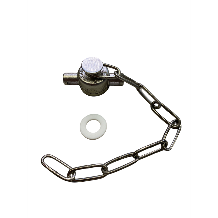 0.75" BSP STAINLESS STEEL BLANK CAP INCLUDING STAINLESS STEEL CHAIN & PTFE SEAL
