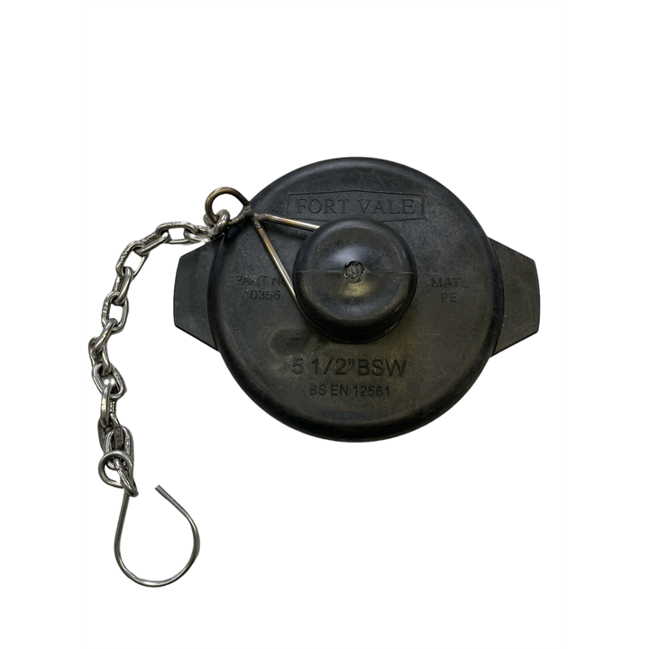 5.5" BSP PE RAIL DUST CAP INCLUDING STAINLESS CHAIN & PTFE SEAL