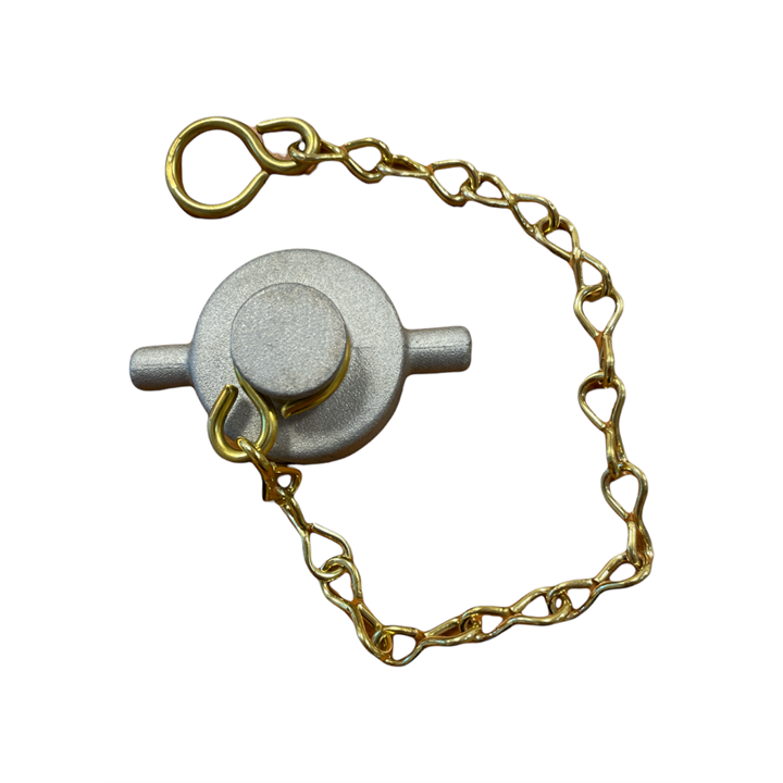 1" BSP ALUMINIUM BLANK CAP INCLUDING BRASS CHAIN & LEATHER SEAL