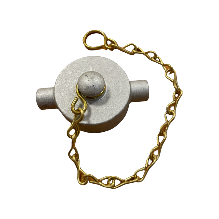 2" BSP ALUMINIUM BLANK CAP INCLUDING BRASS CHAIN & LEATHER SEAL