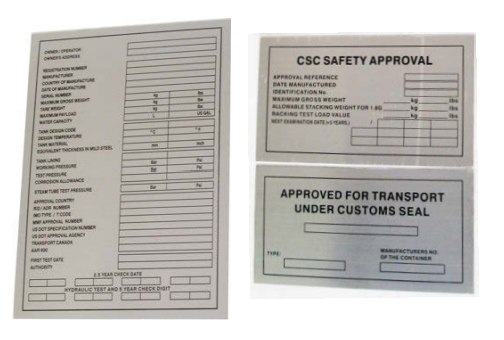 DATA PLATE CSC SAFETY APPROVAL