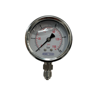PRESSURE GAUGE, 2.5" DIAMETER, 0-10 BAR, 1/4"BSP CONNECTION, STAINLESS HOUSING