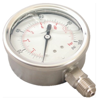 PRESSURE GAUGE, 2.5" DIAMETER, 0-7 BAR, 1/4"BSP CONNECTION, STAINLESS HOUSING